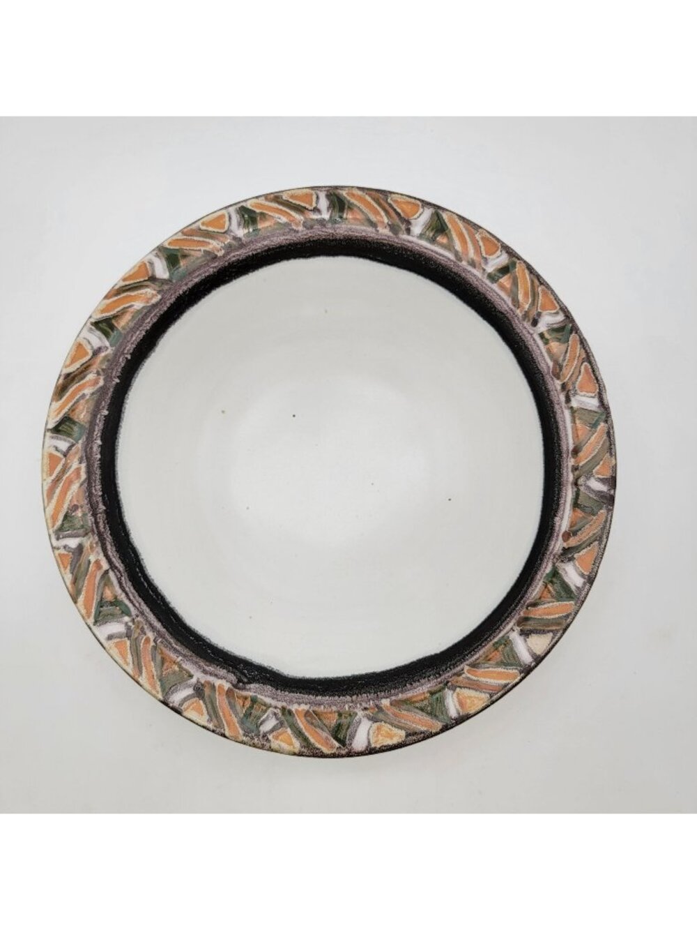Vintage Signed Janet Mitchell Art Pottery Bowl Hand Painted Pattern